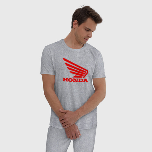Мужская пижама хлопок с принтом Honda Red, фото на моделе #1