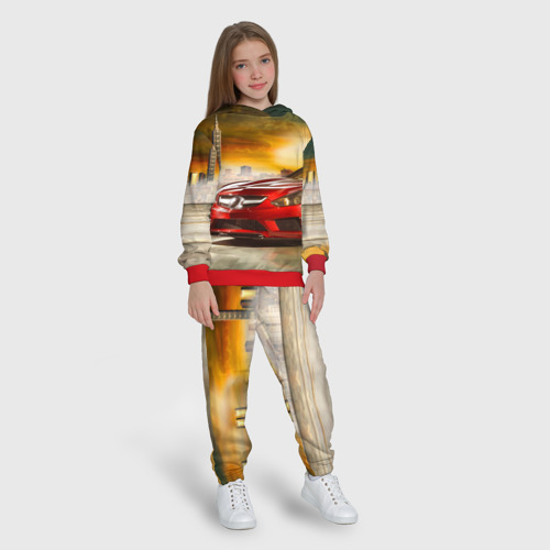 Детский костюм с толстовкой 3D Mercedes, цвет красный - фото 5