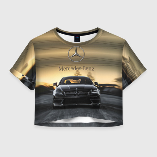 Женская футболка Crop-top 3D Mercedes, цвет 3D печать