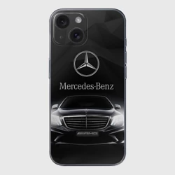 Чехол для iPhone 15 силиконовый с защитой камеры Mercedes-Benz