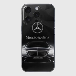 Чехол для iPhone 15 Pro силиконовый с защитой камеры Mercedes-Benz