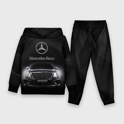 Детский костюм с толстовкой 3D Mercedes-Benz, цвет черный