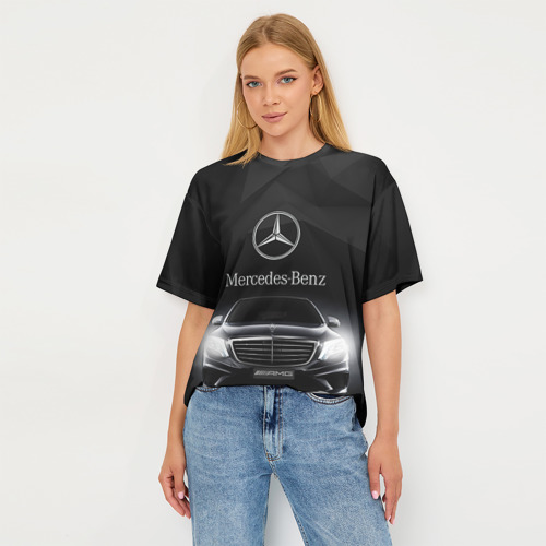 Женская футболка oversize 3D Mercedes-Benz, цвет 3D печать - фото 5