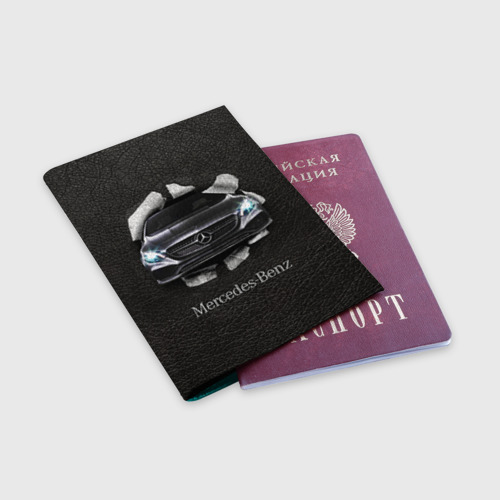 Обложка для паспорта матовая кожа Mercedes, цвет бирюзовый - фото 3
