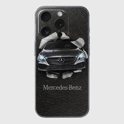 Чехол для iPhone 15 Pro силиконовый с защитой камеры Mercedes