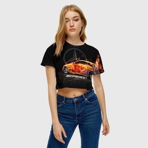 Женская футболка Crop-top 3D Mercedes - фото 3