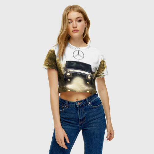 Женская футболка Crop-top 3D Mercedes - фото 4