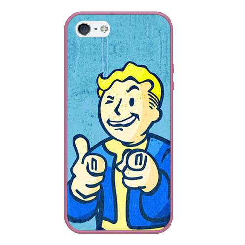 Чехол для iPhone 5/5S матовый Fallout, цвет розовый