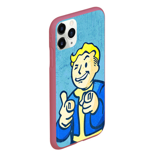 Чехол для iPhone 11 Pro Max матовый Fallout, цвет малиновый - фото 3