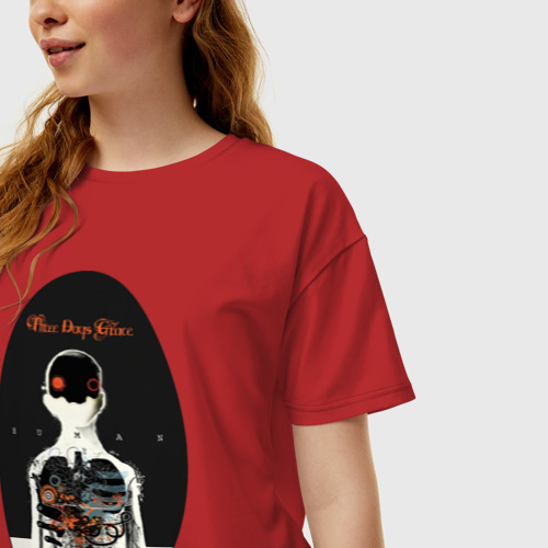 Женская футболка хлопок Oversize Three Days Grace Human, цвет красный - фото 3