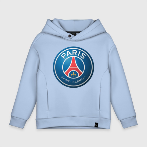 Детское худи Oversize хлопок Paris Saint Germain, цвет мягкое небо