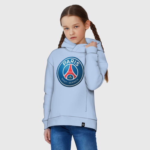 Детское худи Oversize хлопок Paris Saint Germain, цвет мягкое небо - фото 3
