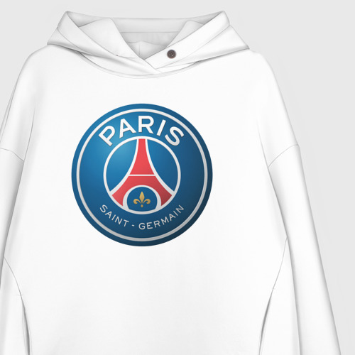 Женское худи Oversize хлопок Paris Saint Germain, цвет белый - фото 3