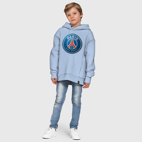 Детское худи Oversize хлопок Paris Saint Germain, цвет мягкое небо - фото 11