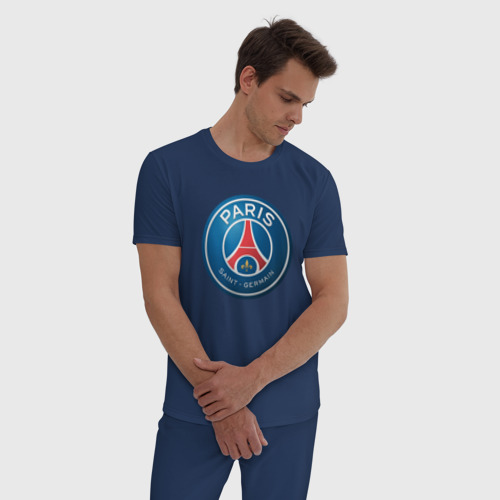 Мужская пижама хлопок Paris Saint Germain, цвет темно-синий - фото 3