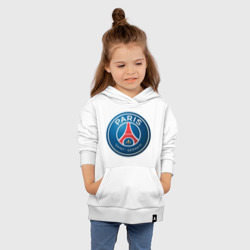 Толстовка с принтом Paris Saint Germain для ребенка, вид на модели спереди №3. Цвет основы: белый