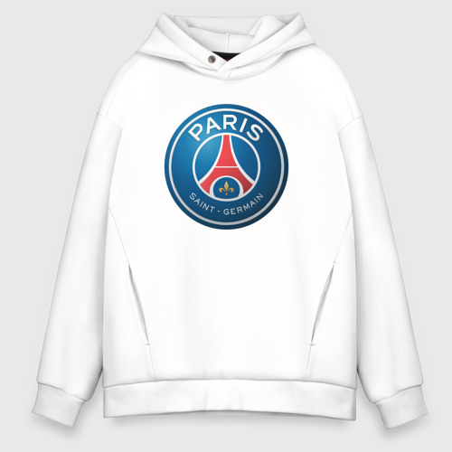 Мужское худи Oversize хлопок Paris Saint Germain, цвет белый