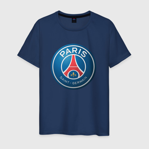 Мужская футболка хлопок Paris Saint Germain, цвет темно-синий