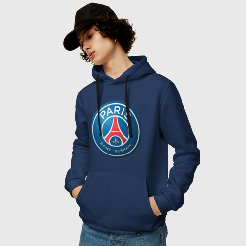 Мужская толстовка хлопок Paris Saint Germain, цвет темно-синий - фото 3