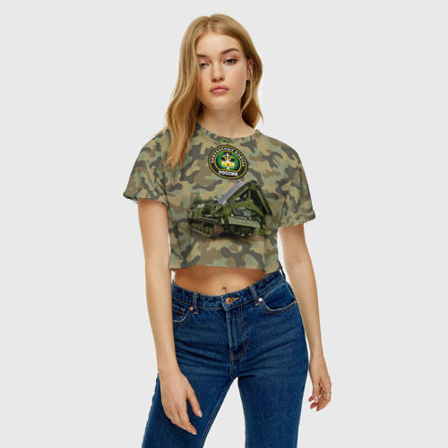 Женская футболка Crop-top 3D Инженерные войска, цвет 3D печать - фото 3