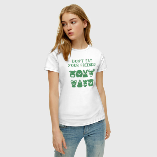 Женская футболка хлопок Don't Eat Your Friends, цвет белый - фото 3