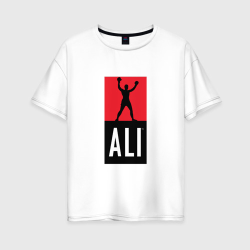 Женская футболка из хлопка оверсайз с принтом Ali by boxcluber, вид спереди №1
