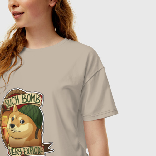 Женская футболка хлопок Oversize с принтом Собака взрывака, фото на моделе #1