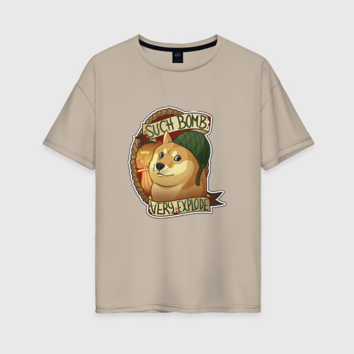 Женская футболка хлопок Oversize с принтом Собака взрывака, вид спереди #2