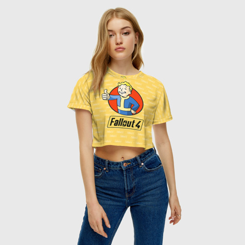 Женская футболка Crop-top 3D Fallout, цвет 3D печать - фото 4