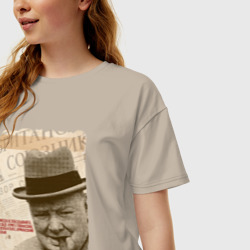 Женская футболка хлопок Oversize Черчилль - фото 2