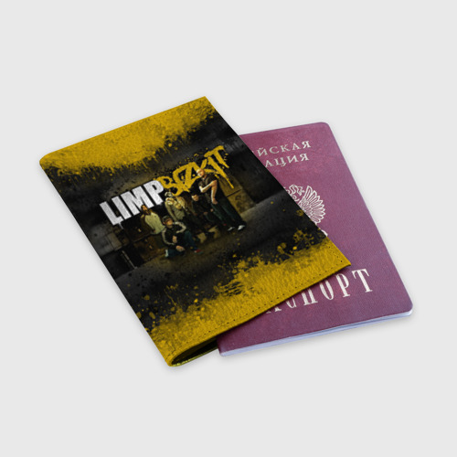 Обложка для паспорта матовая кожа Limp Bizkit, цвет желтый - фото 3