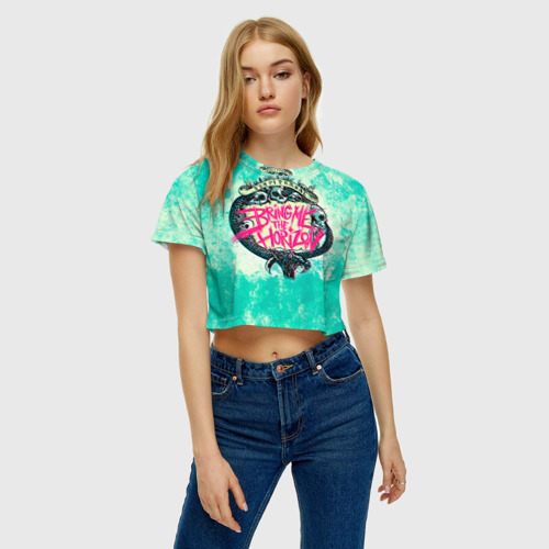 Женская футболка Crop-top 3D Bring Me The Horizon, цвет 3D печать - фото 3