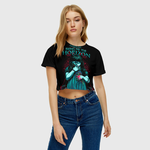 Женская футболка Crop-top 3D Bring Me The Horizon, цвет 3D печать - фото 4