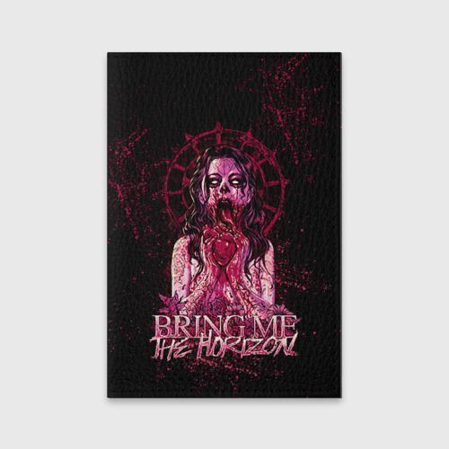 Обложка для паспорта матовая кожа Bring Me The Horizon - девушка зомби ест сердце, цвет желтый