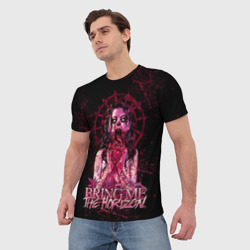 Мужская футболка 3D Bring Me The Horizon - девушка зомби ест сердце - фото 2