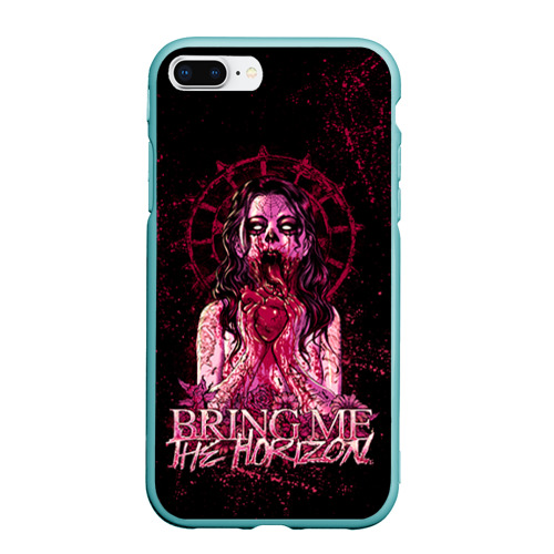 Чехол для iPhone 7Plus/8 Plus матовый Bring Me The Horizon - девушка зомби ест сердце, цвет мятный
