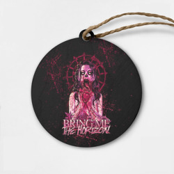 Деревянная игрушка круг Bring Me The Horizon - девушка зомби ест сердце