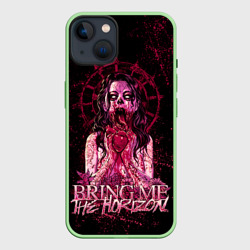 Чехол для iPhone 14 Bring Me The Horizon - девушка зомби ест сердце