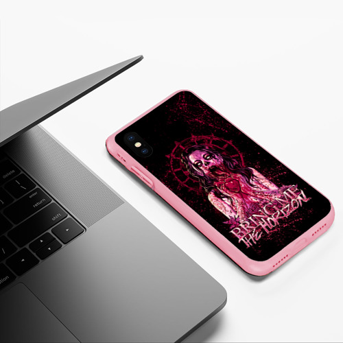 Чехол для iPhone XS Max матовый Bring Me The Horizon - девушка зомби ест сердце, цвет баблгам - фото 5