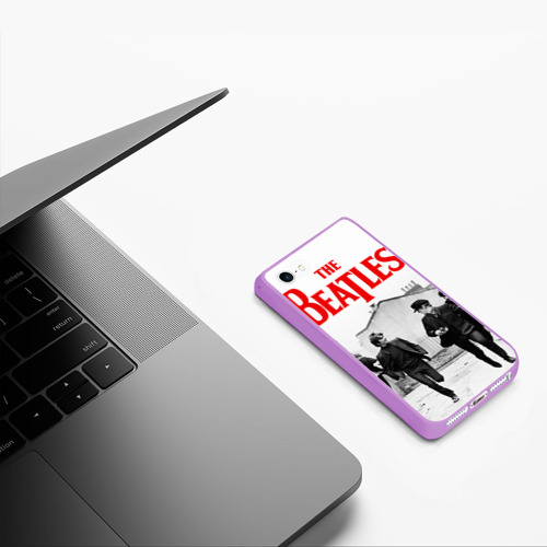 Чехол для iPhone 5/5S матовый The Beatles, цвет сиреневый - фото 5