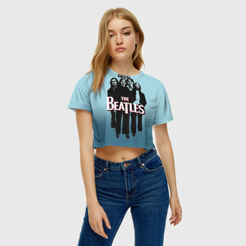 Женская футболка Crop-top 3D The Beatles, цвет 3D печать - фото 3