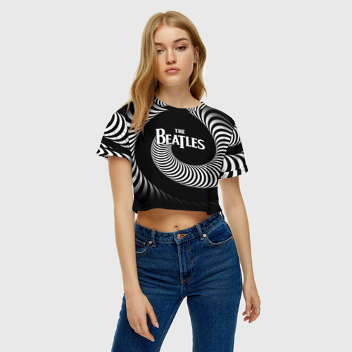 Женская футболка Crop-top 3D The Beatles, цвет 3D печать - фото 3