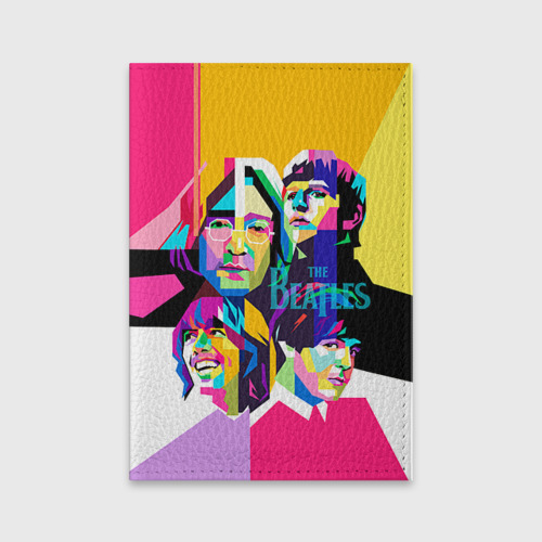 Обложка для паспорта матовая кожа The Beatles, цвет голубой