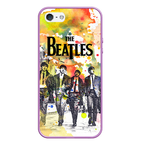 Чехол для iPhone 5/5S матовый The Beatles, цвет сиреневый