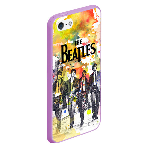 Чехол для iPhone 5/5S матовый The Beatles, цвет сиреневый - фото 3