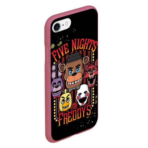 Чехол для iPhone 7/8 матовый Five Nights At Freddy's, цвет малиновый - фото 3