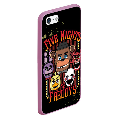 Чехол для iPhone 5/5S матовый Five Nights At Freddy's, цвет розовый - фото 3