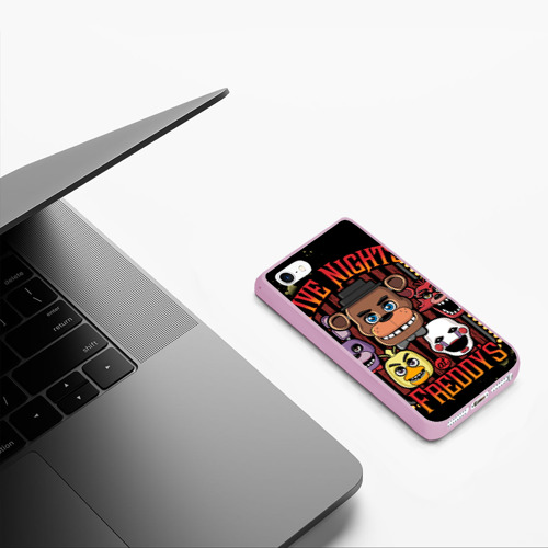 Чехол для iPhone 5/5S матовый Five Nights At Freddy's, цвет розовый - фото 5