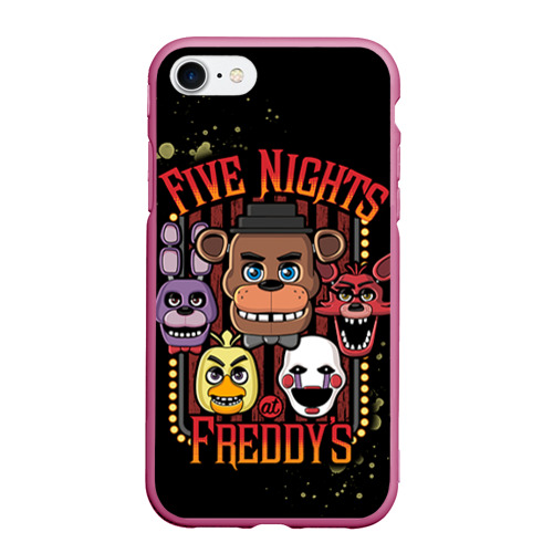 Чехол для iPhone 7/8 матовый Five Nights At Freddy's, цвет малиновый