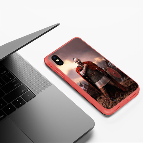 Чехол для iPhone XS Max матовый Князь Святослав Игоревич, цвет красный - фото 5